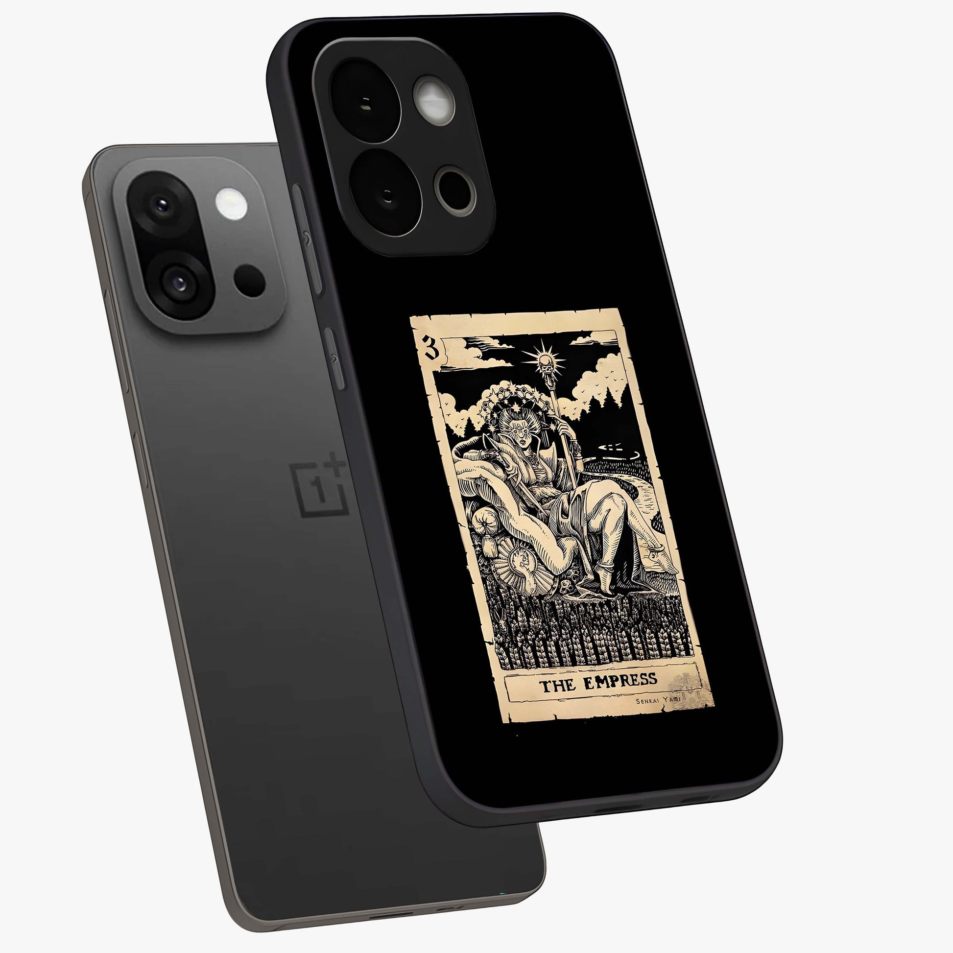 The Empress Glass Case for 1+13S angled mockup showcasing glossy finish and rich luxurious tones