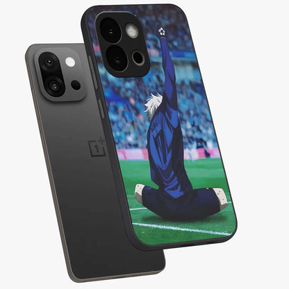 Victory Silence Anthem Glass Case for 1+13S angled mockup showcasing glossy finish and strong dramatic tones