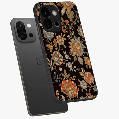 Vintage Floral Dream Glass Case for 1+13S angled mockup showcasing glossy finish and muted romantic tones