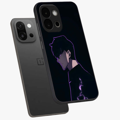 Void Lightning Phantom Glass Case for 1+13S angled mockup showcasing glossy finish and high contrast detailing