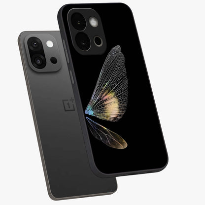 Whispers of Wings Glass Case for 1+13S angled mockup showcasing glossy finish and soft gradient detailing