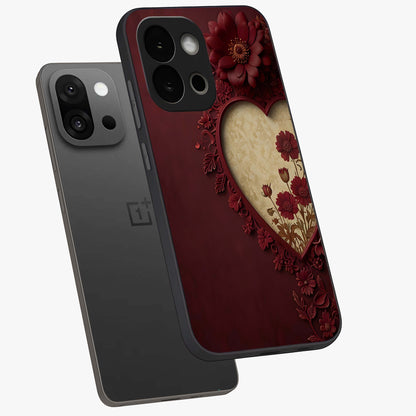 Wine Heart Vintage Art Glass Case for 1+13S angled mockup showcasing glossy finish and rich burgundy tones