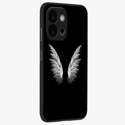 Angel Wing Grace Glass Case for 1+13S side perspective highlighting delicate wing illustration details