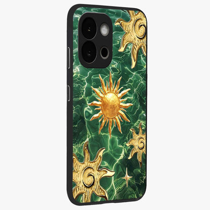 Aqua Sun Mirage Glass Case for 1+13S side perspective highlighting bold mirage style design details