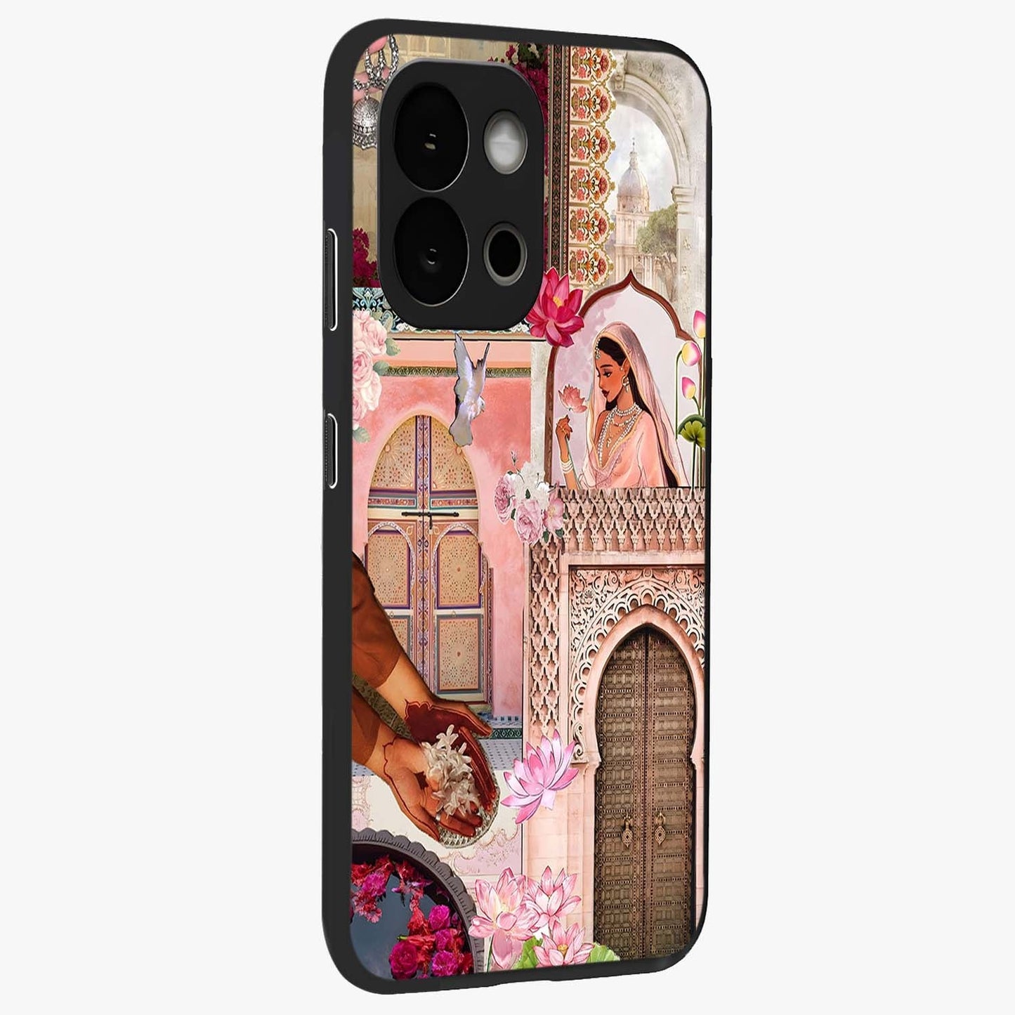 Blush Heritage Dream Glass Case for 1+13S side perspective highlighting intricate heritage detailing and smooth edges