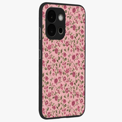 Charming Pink Floral Glass Case for 1+13S side perspective highlighting subtle floral textures and smooth edges