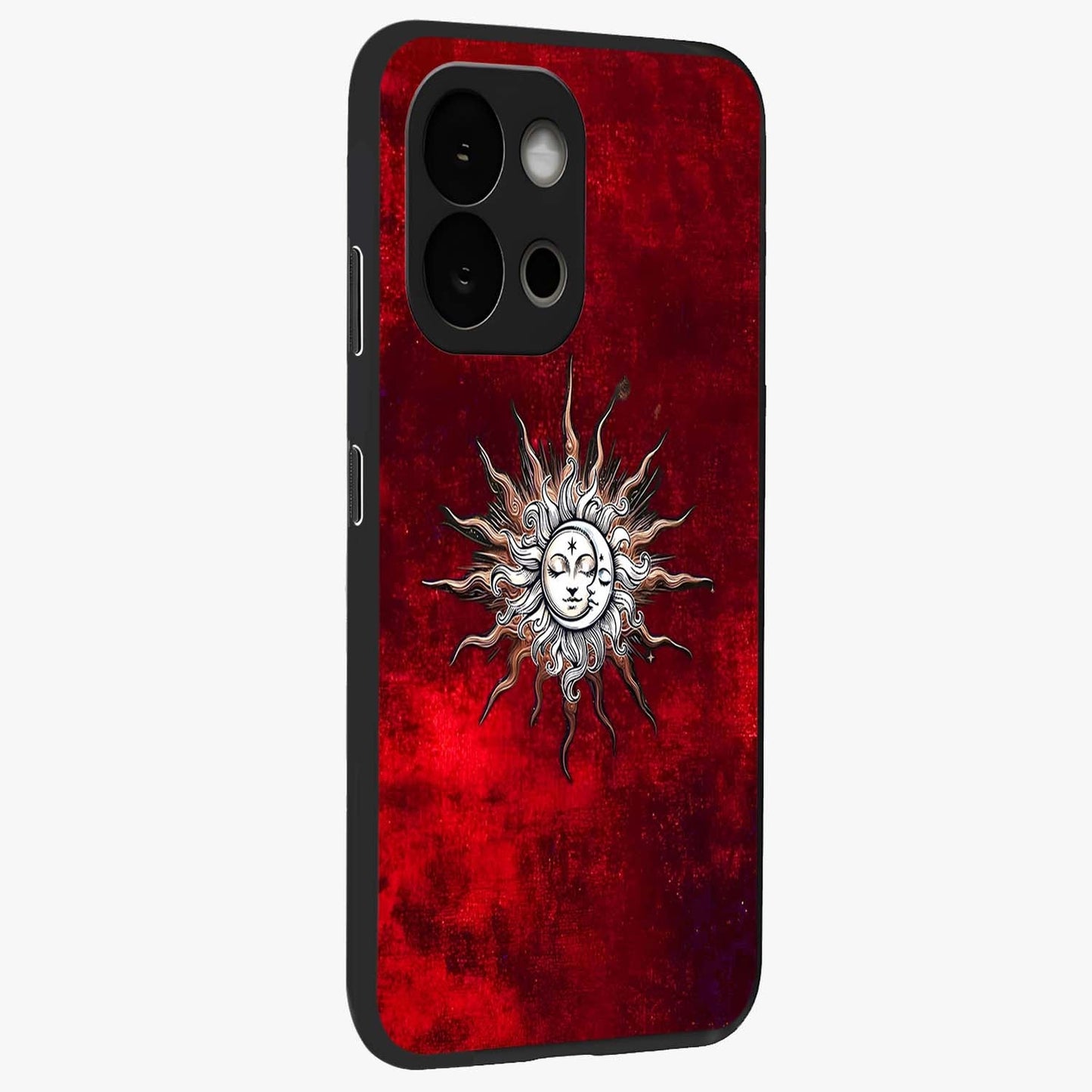 Cosmic Twin Eclipse Glass Case for 1+13S side perspective highlighting eclipse detailing and premium smooth build