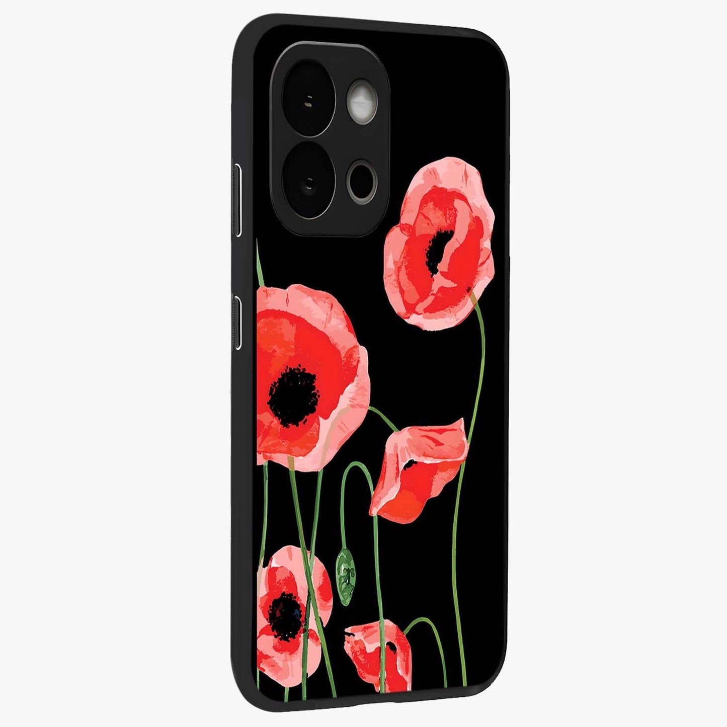 Crimson Garden Dream Glass Case for 1+13S side perspective highlighting elegant floral textures and premium build
