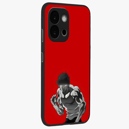 Crimson Power Rush Glass Case for 1+13S side perspective highlighting sharp detailing and premium sporty edge