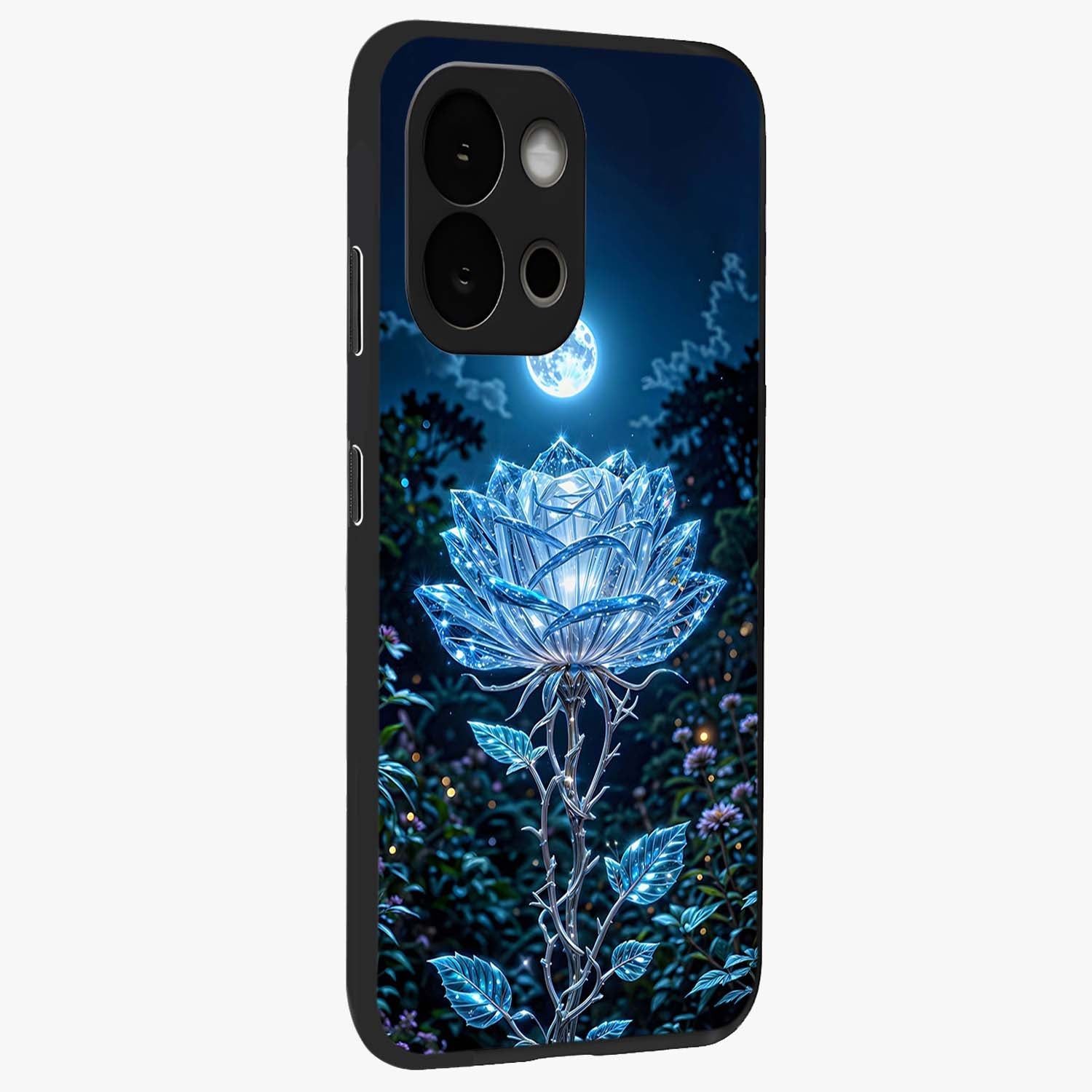 Crystal Moon Lotus Glass Case for 1+13S side perspective highlighting soft celestial tones and premium edge finish