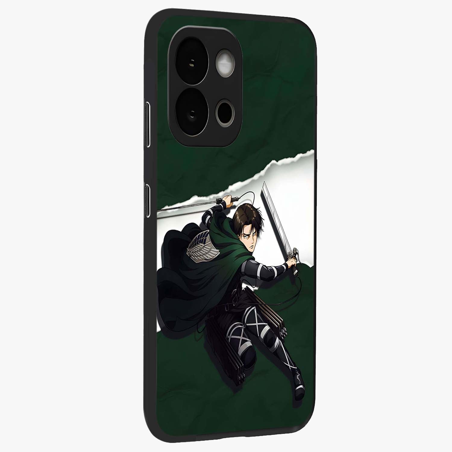 Emerald War Vanguard Glass Case for 1+13S side perspective highlighting dramatic textures and premium edges