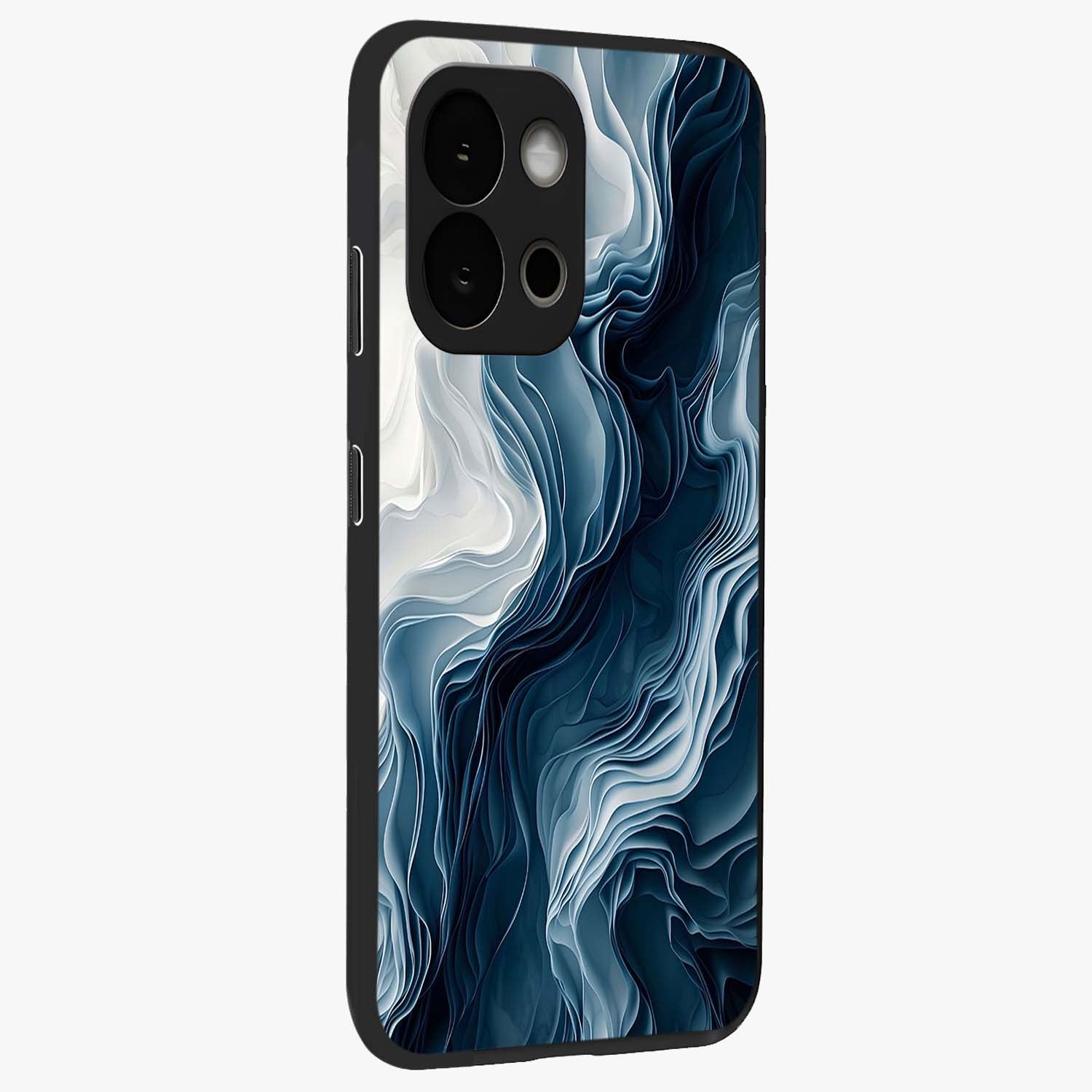 Ethereal Paper Marble Glass Case for 1+13S side perspective highlighting elegant marble detailing and premium build