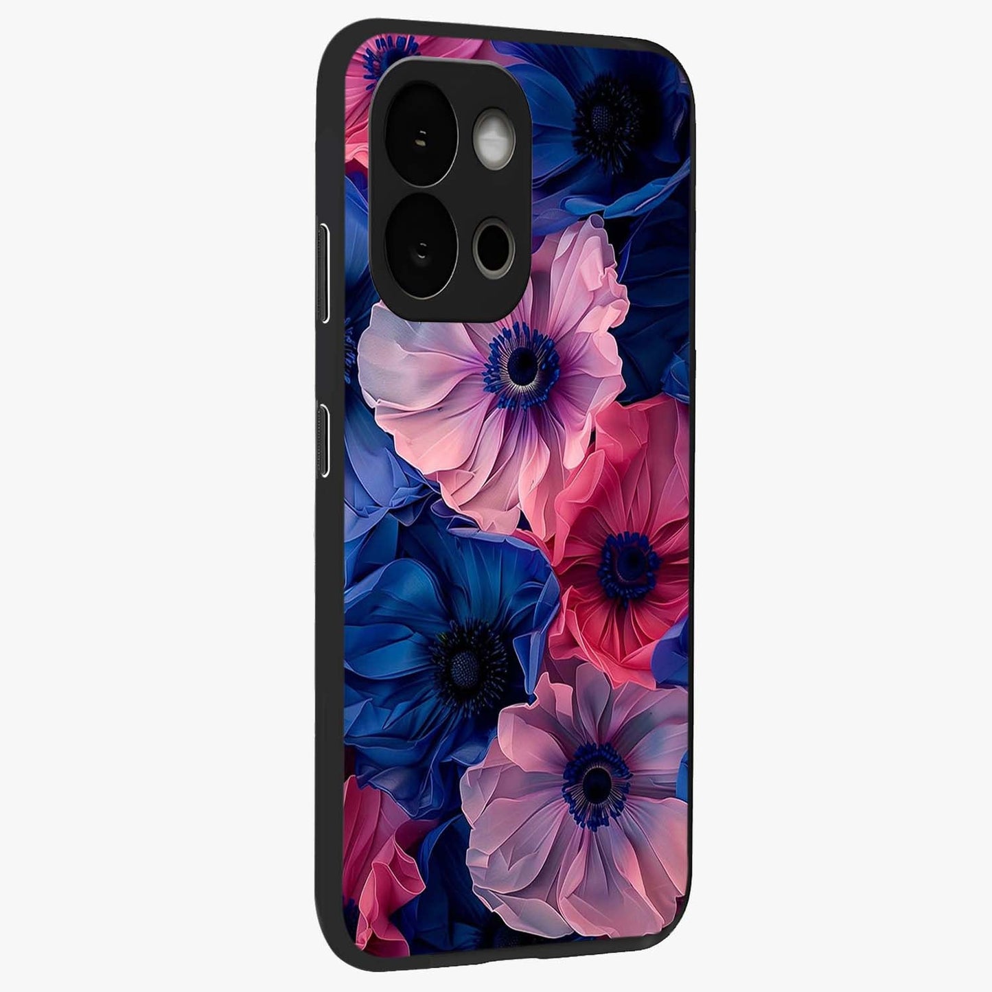 Flower Paper Art Pattern Glass Case for 1+13S side perspective highlighting intricate pattern design and premium build