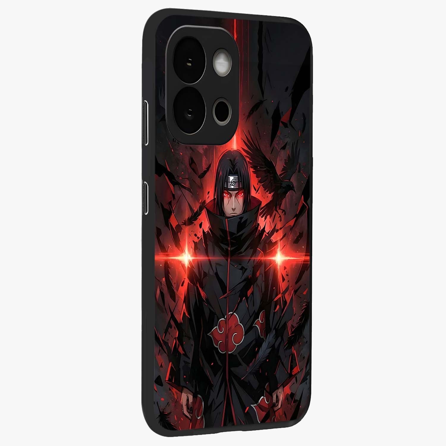 Focused Blade Discipline Glass Case for 1+13S side perspective highlighting sleek weapon inspired textures and premium edges