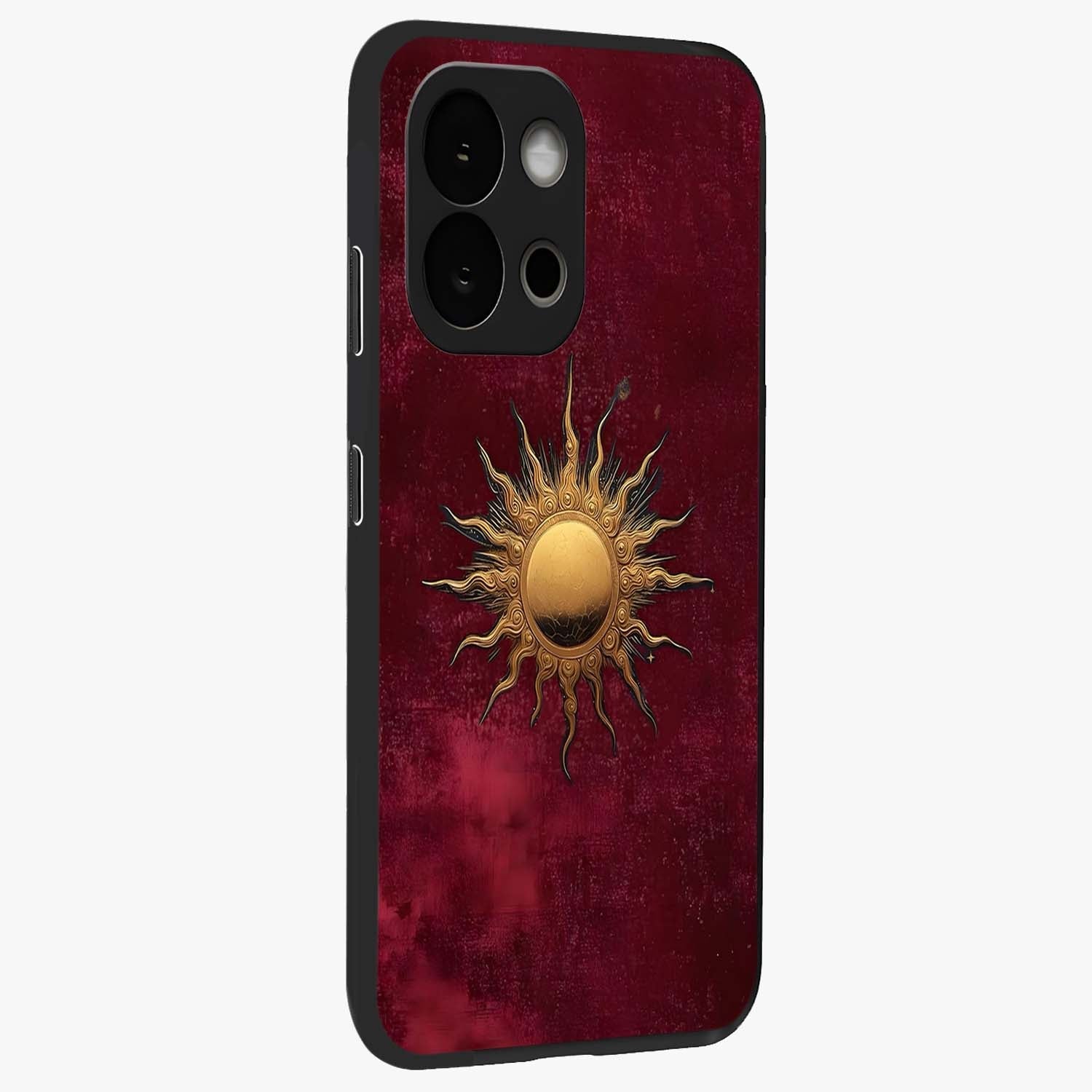 Golden Bloom Fields Glass Case for 1+13S side perspective highlighting delicate bloom textures and premium edges