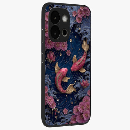 Koi Wave Dance Glass Case for 1+13S side perspective highlighting dynamic motion detailing and smooth build