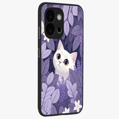 Lilac Hide Peek Cat Glass Case for 1+13S side perspective highlighting charming feline textures and smooth edges