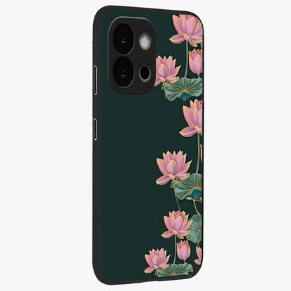 Lotus Bloom Serenity Glass Case for 1+13S side perspective highlighting delicate petal textures and premium edges