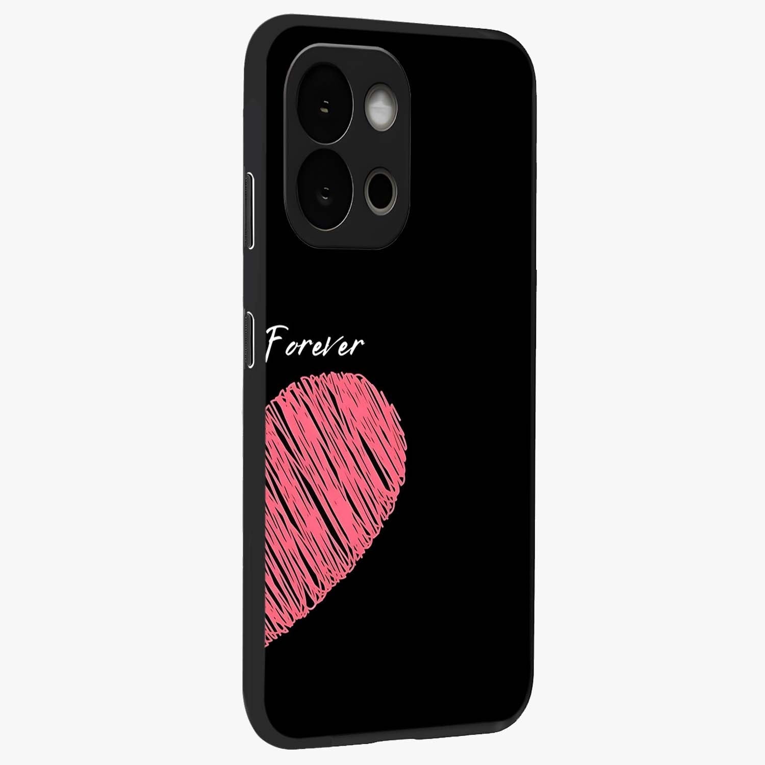 Love Forever Together Right Glass Case for 1+13S side perspective highlighting sweet illustration textures and premium edges