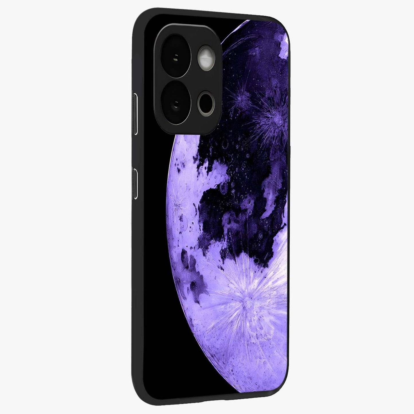 Lunar Glow in Violet Glass Case for 1+13S side perspective highlighting celestial detailing and smooth build