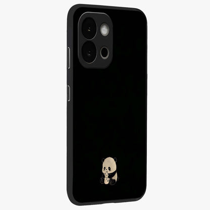 Midnight Panda Love Glass Case for 1+13S side perspective highlighting charming illustration details and premium build