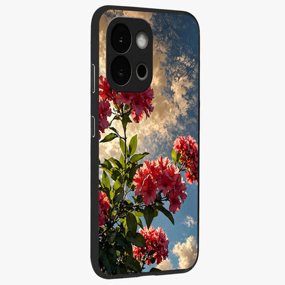 Moonlit Blossom Charm Glass Case for 1+13S side perspective highlighting refined floral textures and premium edges