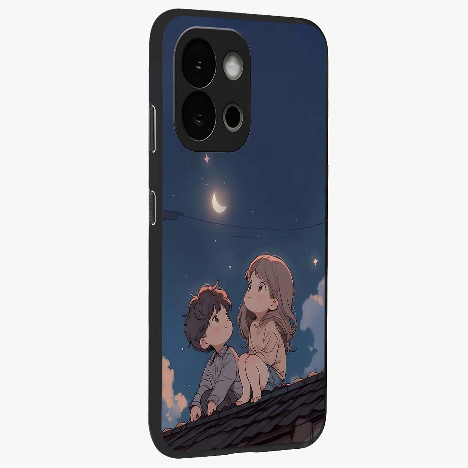 Moonlit Promise Together Glass Case for 1+13S side perspective highlighting delicate textures and sleek premium build
