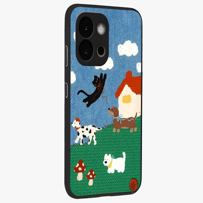 Pet Adventures Glass Case for 1+13S side perspective highlighting charming illustration textures and premium edges