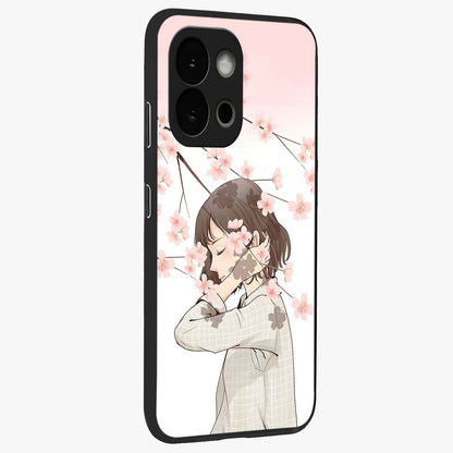Pink Blossom Girl Glass Case for 1+13S side perspective highlighting elegant textures and premium edges