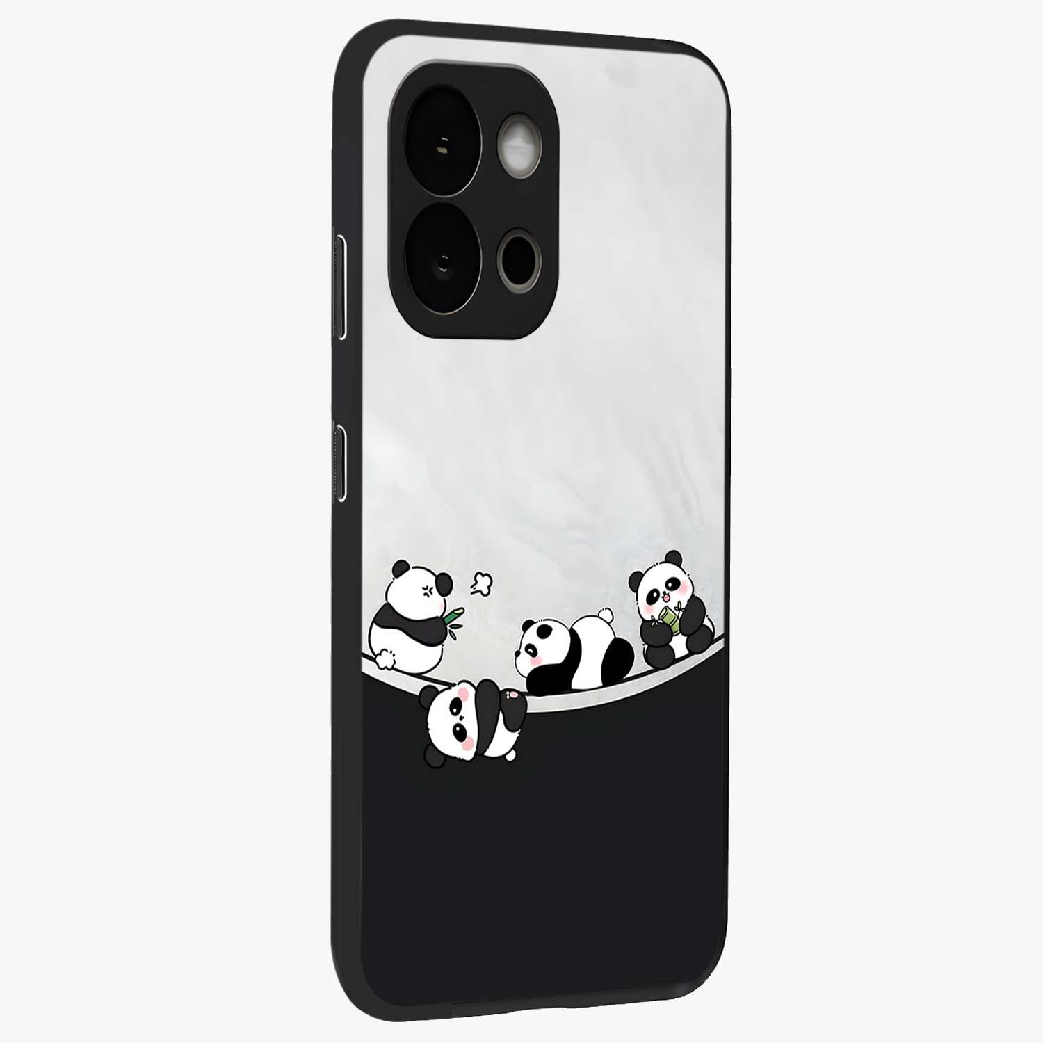 Playful Panda Parade Glass Case for 1+13S side perspective highlighting charming detailing and premium edges