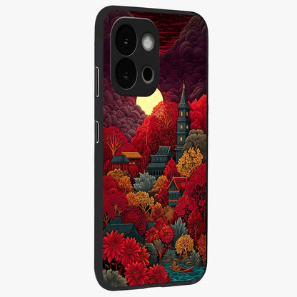Red Scenery Hot Glass Case for 1+13S side perspective highlighting vivid gradient textures and smooth build