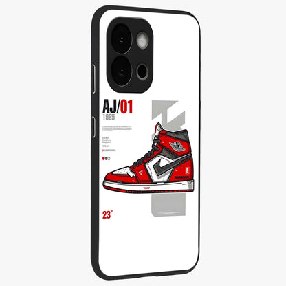 Retro Sneaker Blueprint Glass Case for 1+13S side perspective highlighting sharp graphic textures and sleek build