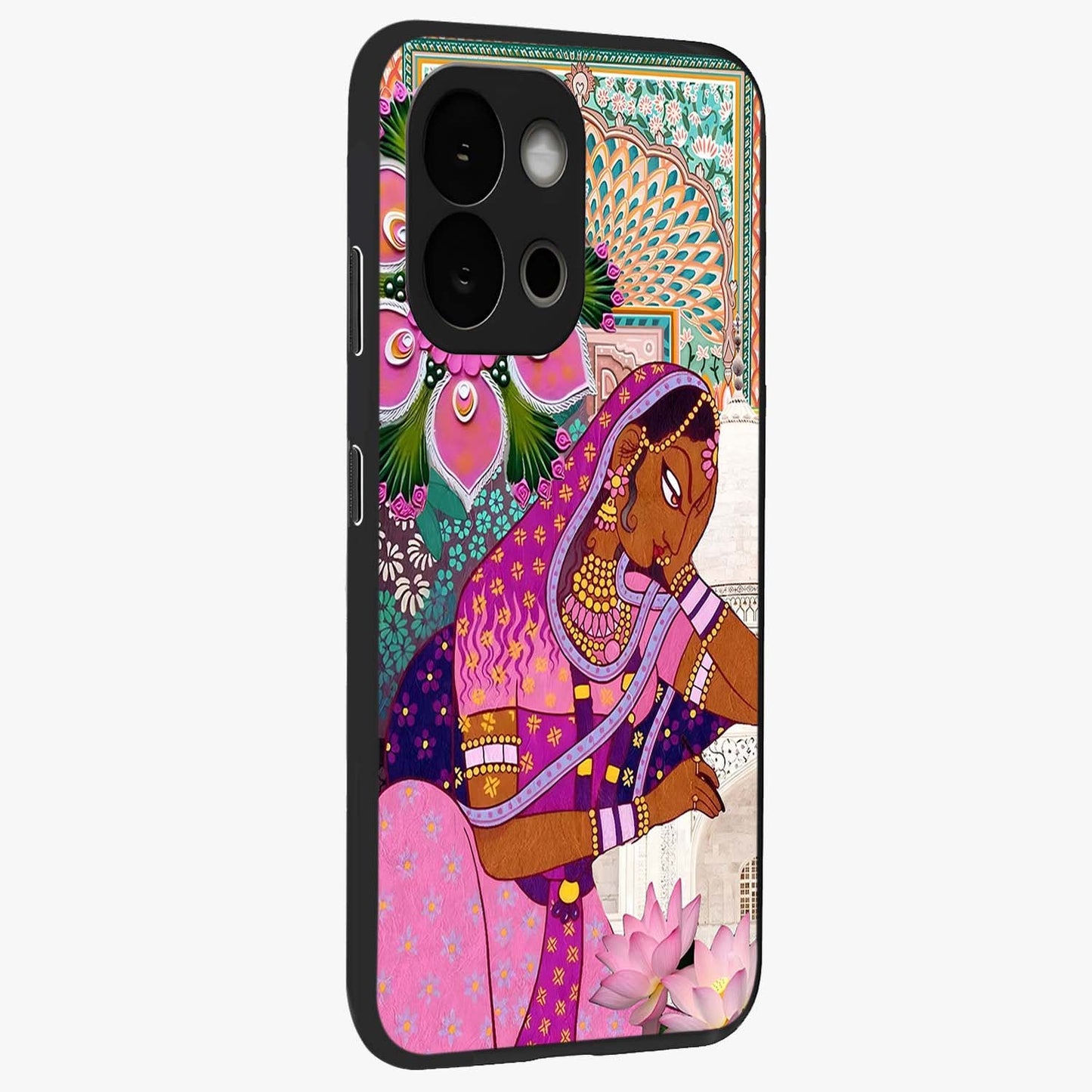 Royal Lotus Muse Glass Case for 1+13S side perspective highlighting serene textures and smooth build