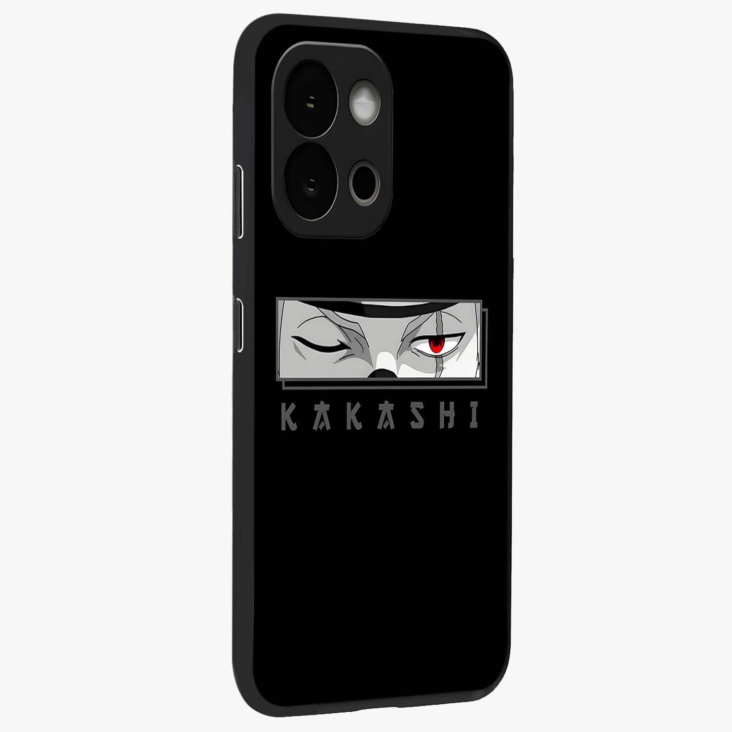 Scarlet Ninja Gaze Glass Case for 1+13S side perspective highlighting intense textures and premium edges