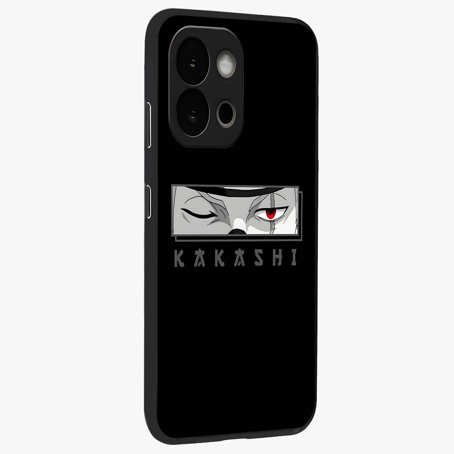 Scarlet Ninja Gaze Glass Case for 1+13S side perspective highlighting intense textures and premium edges