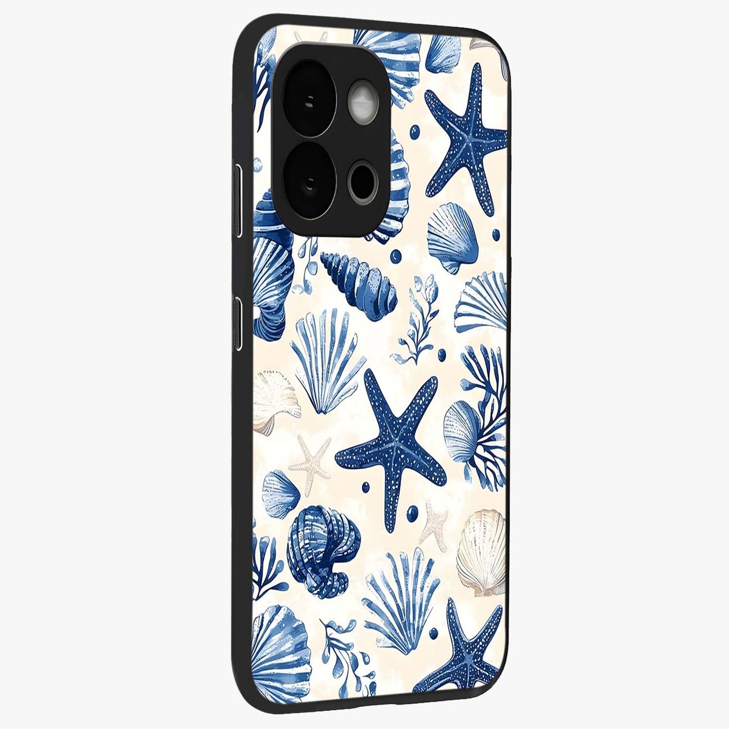 Seaside Starfish Magic Glass Case for 1+13S side perspective highlighting playful beach textures and sleek build