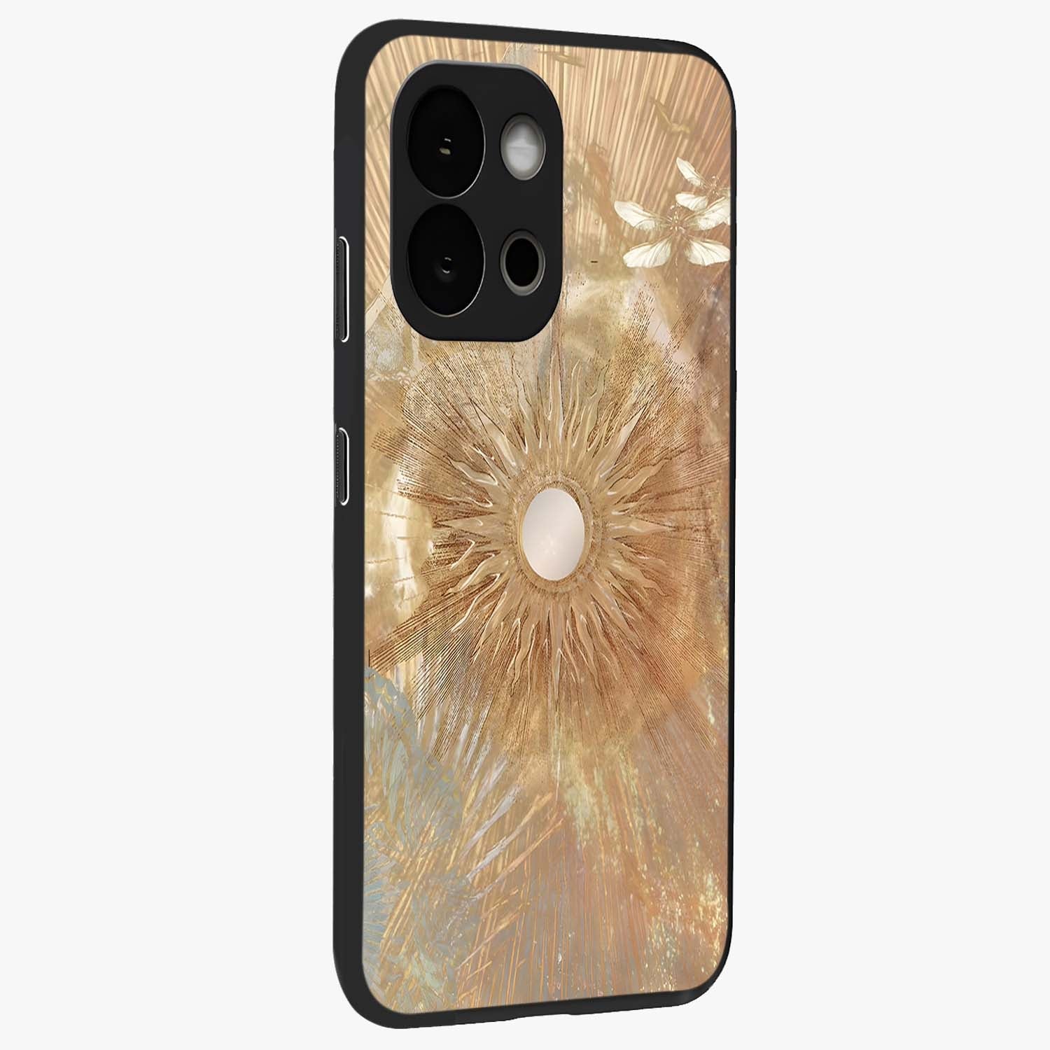Silken Whirl Glass Case for 1+13S side perspective highlighting fluid textures and sleek premium build