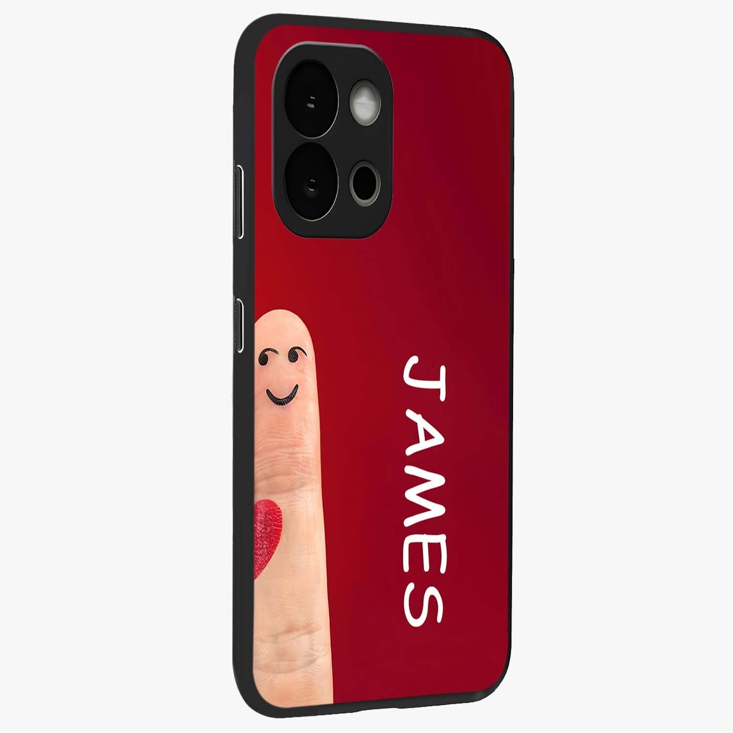 Smiling Heart Bond Glass Case for 1+13S side perspective highlighting charming textures and smooth build