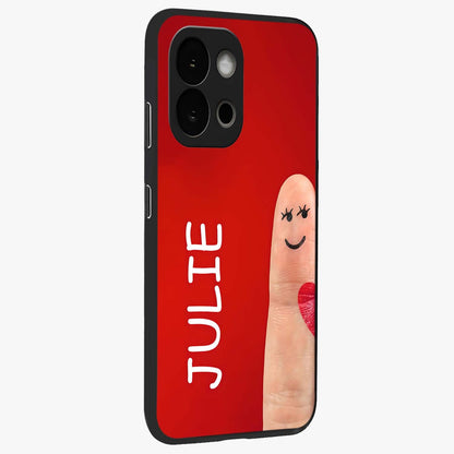 Smiling Love Sign Glass Case for 1+13S side perspective highlighting playful textures and premium edges