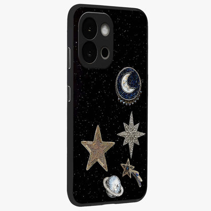 Starlit Cosmic Dreams Glass Case for 1+13S side perspective highlighting luminous textures and premium edges