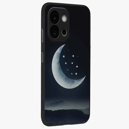 Starry Moon Pattern Glass Case for 1+13S side perspective highlighting celestial textures and premium edges