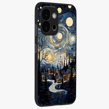 Starry Winter Town Glass Case for 1+13S side perspective highlighting serene landscape textures and premium edges