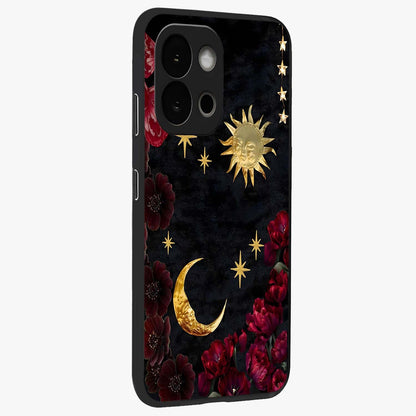 Sunflower Custom Name Glass Case for 1+13S side perspective highlighting custom typography and vibrant bloom textures