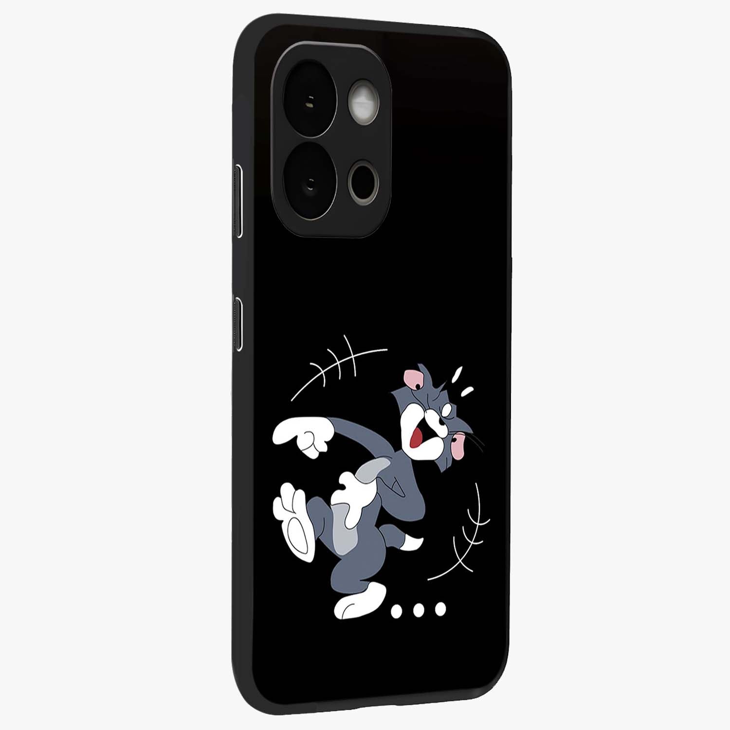 Tom in Trouble Glass Case for 1+13S side perspective highlighting expressive illustration textures and smooth build