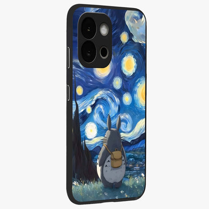 Totoro in Van Gogh Art Glass Case for 1+13S side perspective highlighting textured artistic patterns and premium edges