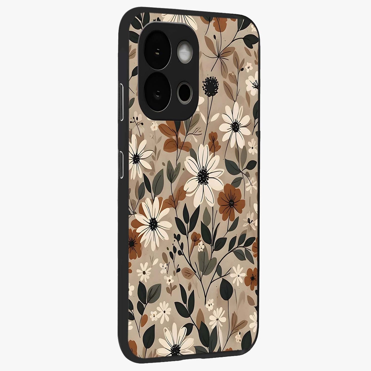 Vector Flowers Glass Case for 1+13S side perspective highlighting smooth floral textures and premium edges