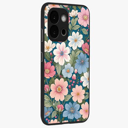 Vintage Floral Charm Glass Case for 1+13S side perspective highlighting refined floral textures and premium edges