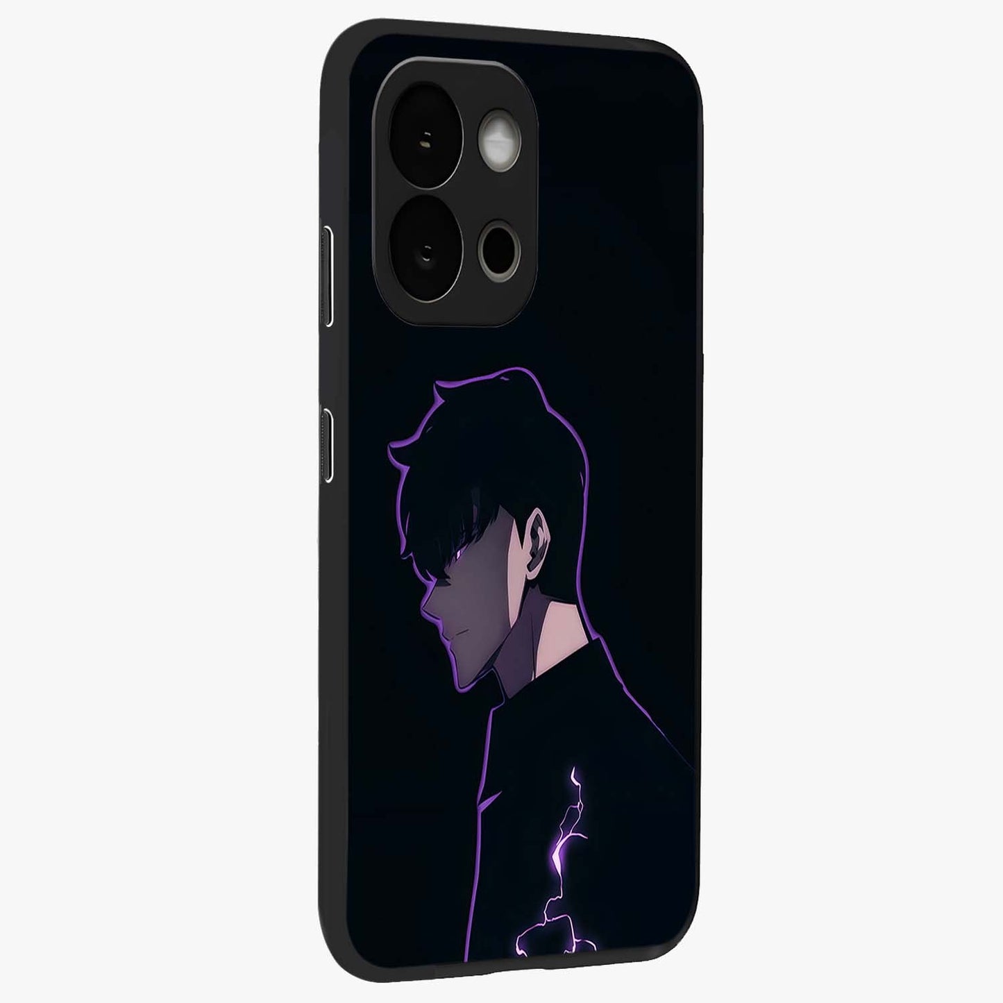 Void Lightning Phantom Glass Case for 1+13S side perspective highlighting sharp energy textures and premium edges