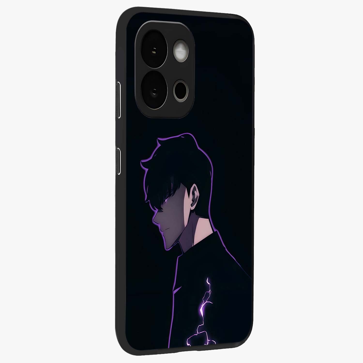 Void Lightning Phantom Glass Case for 1+13S side perspective highlighting sharp energy textures and premium edges