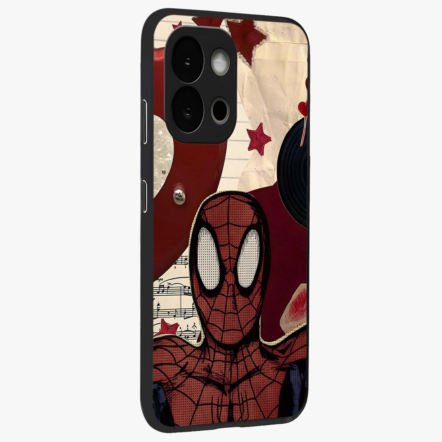 Web Warrior Vibes Glass Case for 1+13S side perspective highlighting energetic textures and premium edges